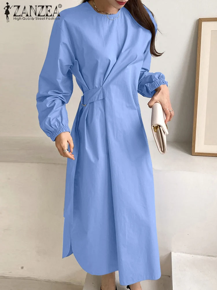 

Элегантное офисное платье с круглым вырезом, модное женское платье для работы, весна-осень 2022, платье ZANZEA с длинным рукавом, женское Повседн...
