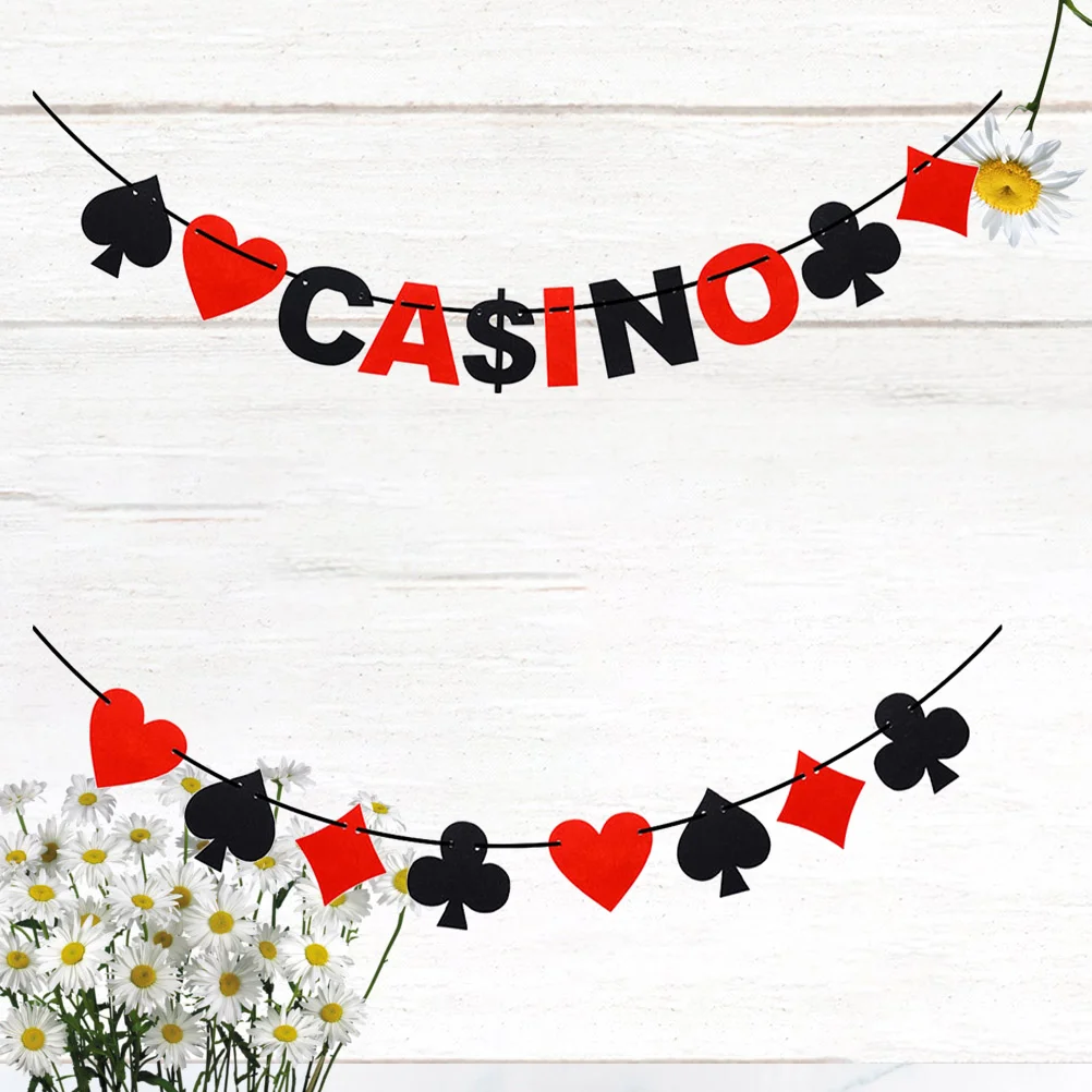 

Banner Casino Party Poker Garland Decorations Vegas Playinglas Hanging Black Theme Red Decoration Paper Pub Birthday Night Bar