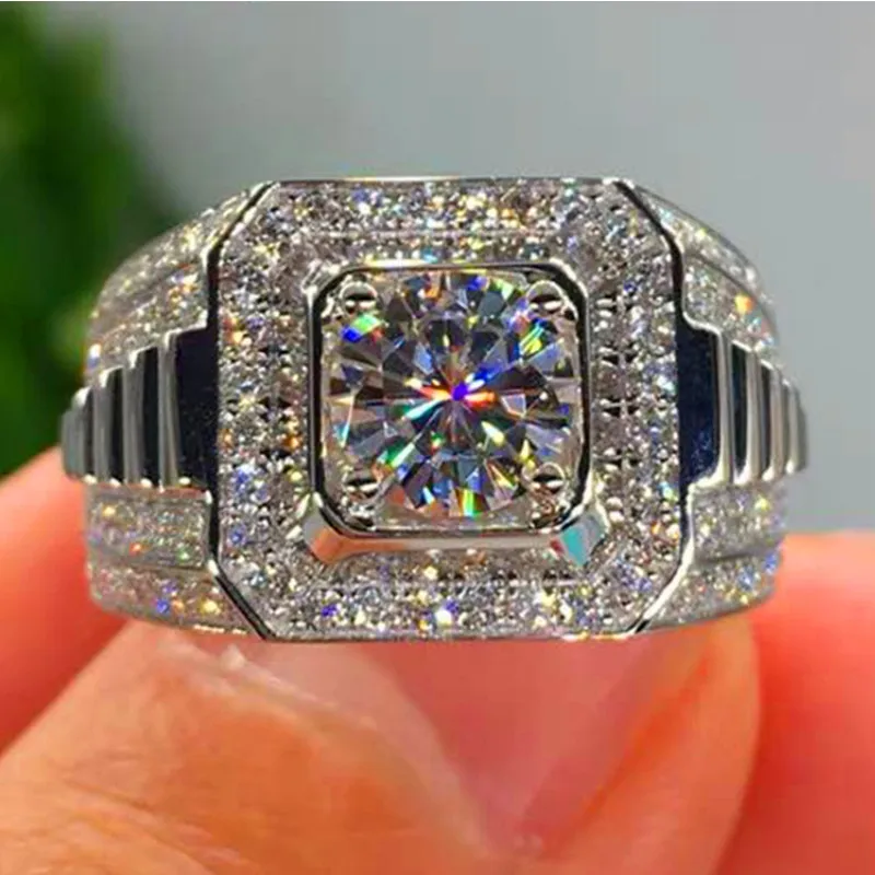 

2022 Silver Luxury Large Men's Rings for Wedding Engagement Fashion Jewelry Wholesale