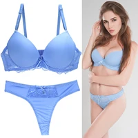 underwear women set adjusted straps bra for women blue push up lace bra set a b c d e bra and panty set 32 34 36 38 40 42 44