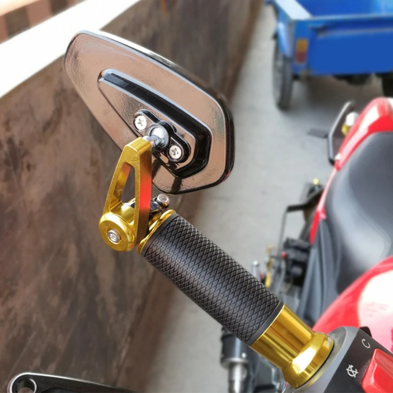 

2x Motorcycle Handlebar End Reflector Mirrors Rotatable Universal Side Rear View Mirror for Motorbike Blind Spot Mirrors
