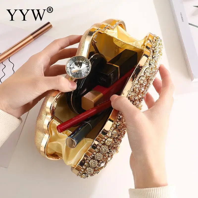 Luxury Diamond Bling Women Evening Handbag Fashion Shiny Rhinestone Irregular Wedding Bridal Prom Clutch Purse Bag with Tassel