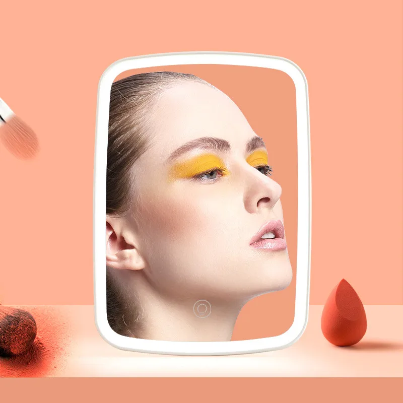 

Portable LED Light Makeup Mirror Vanity Lights Compact Make Up Pocket Mirrors Vanity Cosmetic Hand Folding Led Mirror Lamp Gift