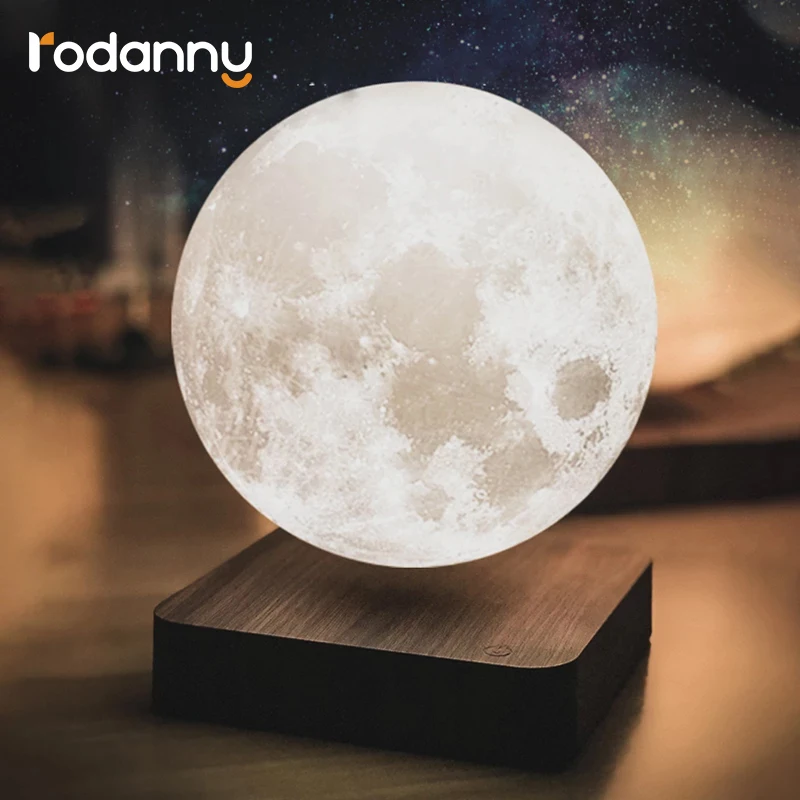 Rodanny New LED Night Moon Lamp Levitating Creative 3D Touch Magnetic Home Decoration Holiday Rotating Floating Light