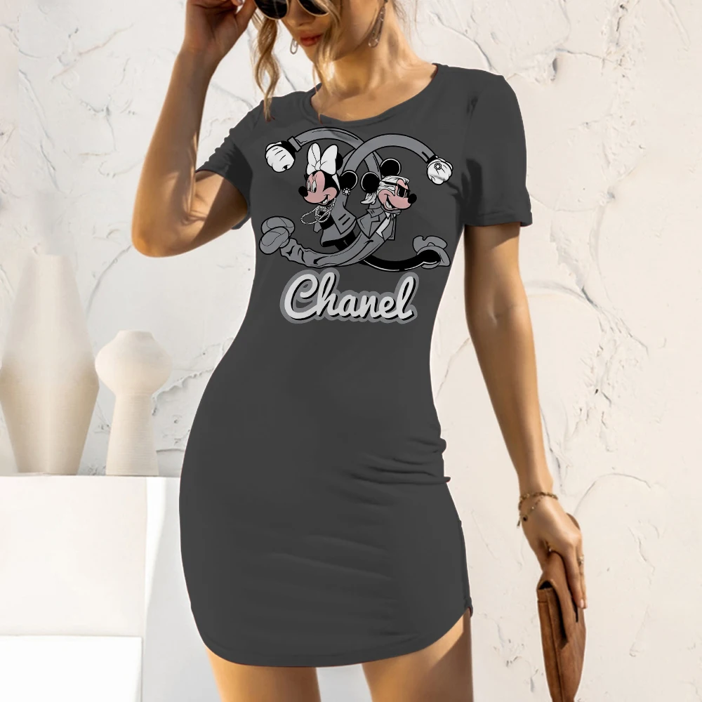 

Women's Summer Dress Minnie Mouse Top Party Dresses Tight Woman 2022 Slim Fit Spring Disney Fashion Sexy Cartoon Mickey 3D Print