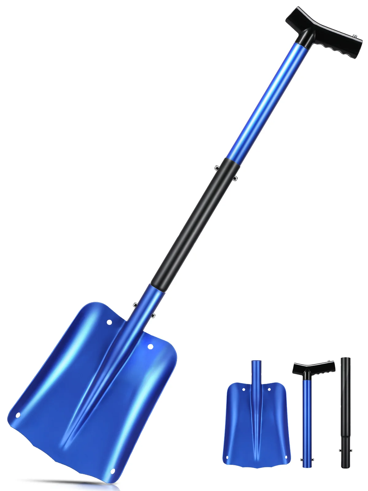 

Snow Shovel Detachable Aluminum Alloy Snow Remover with Comfortable Grip Handle Anti-Freeze Telescopic Snow Scraper (Blue)
