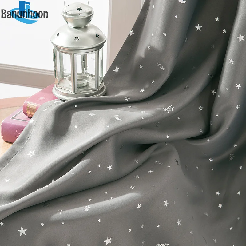 Темно-серые блестящие серебряные Звездные узоры светонепроницаемые занавески s