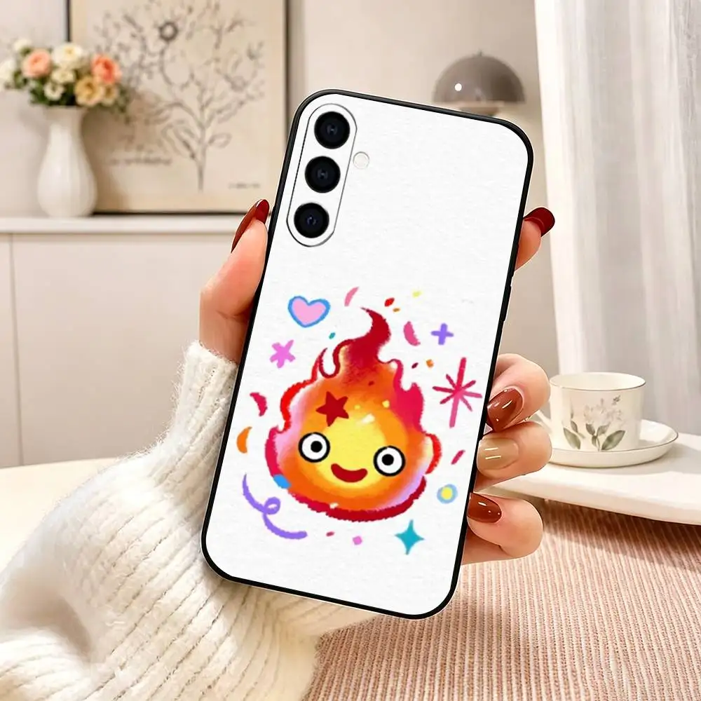 Фото Чехол для телефона Howls Moving Castle Calcifer для Samsung Galaxy A73, A72, A71, A70, A53, A52, A51, мягкий силиконовый черный чехол №2