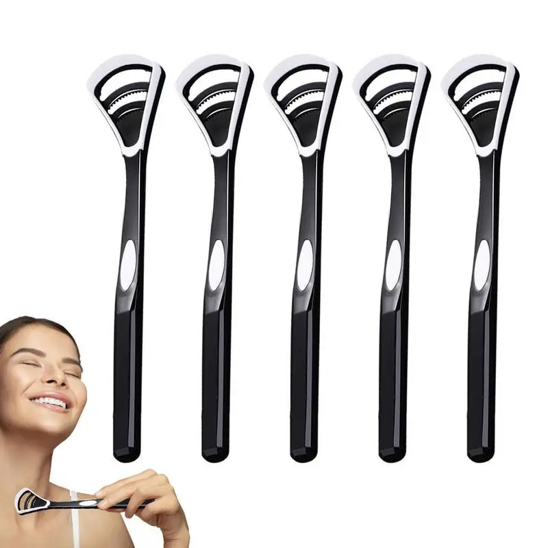 

Portable Tongue Cleaner 5 Pieces Tongue Scraper Reusable Oral Mouth Brush With Non-slip Handle