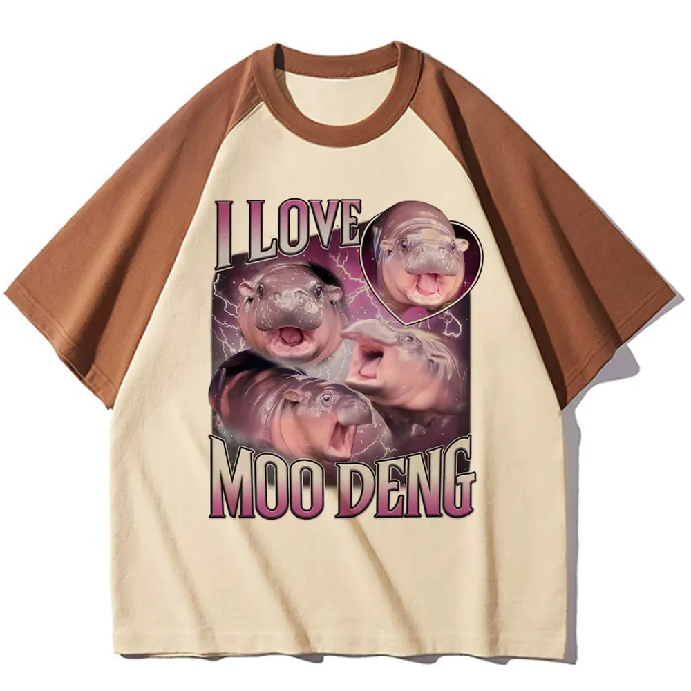 Moo Deng top tees teen Grunge Pastel Graphic Vintage anime aesthetic t shirt hip hop korean clothes 80s women kawaii graphic