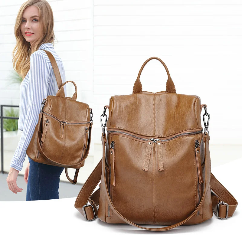 

Cowhide Soft Women Backpacks Waterproof Genuine Leather Daypack Outdoor Traveling School For Girls Shoulder Bag 2023