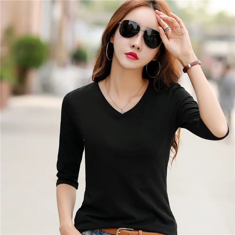 

2022 Personalized Customize women t shirt long sleeve tshirt A1250 red black letter print cotton spandex
