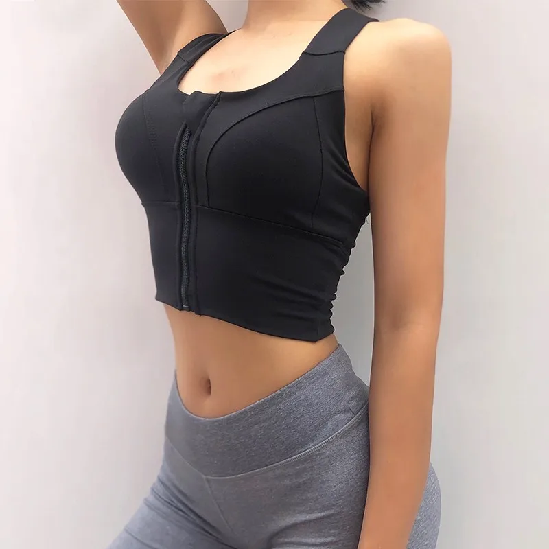 Sexy Beauty Back Yoga Bra Zipper Sports Bras High Impact Push Up Bra Fitness Top Running Sports Underwear Gym Bralette Female