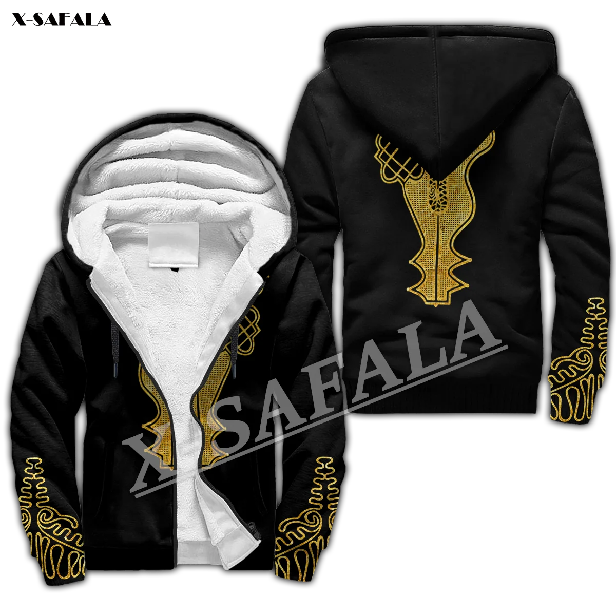 African King Cheetah  3D Print Men Warm Thick Fleece Zipper Hoodie Jacket Windproof Pullover Coat Hooded Outwear US Size Winter