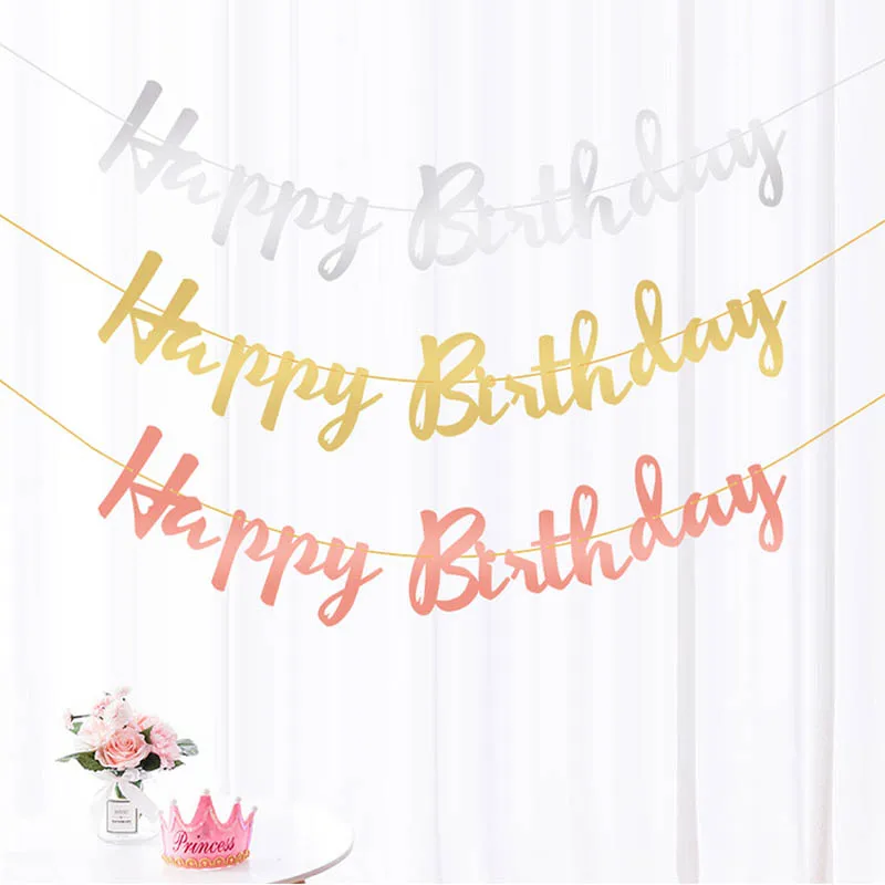 

Баннер на день рождения «сделай сам», подвесная гирлянда из розового золота, серебра, картонная подвеска для украшения детского дня рождени...