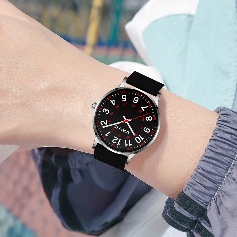 2022 New VAVC Nurse Quartz Wrist Watches for Women 24 Hour Display Leather Band Quartz Watch for Medical Students,Doctors,Women enlarge
