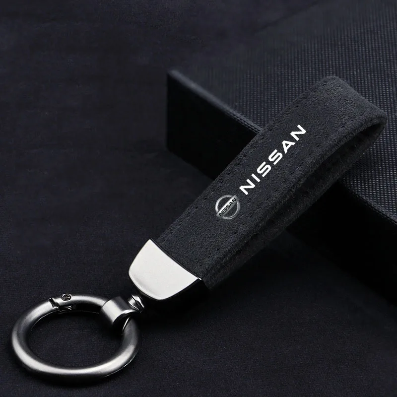 

Anti-lost Metal Keychain Buckle Suede Leather Car Styling keychain for Nissan Nismo GTR Altima Qashqai Almera Navara Juke