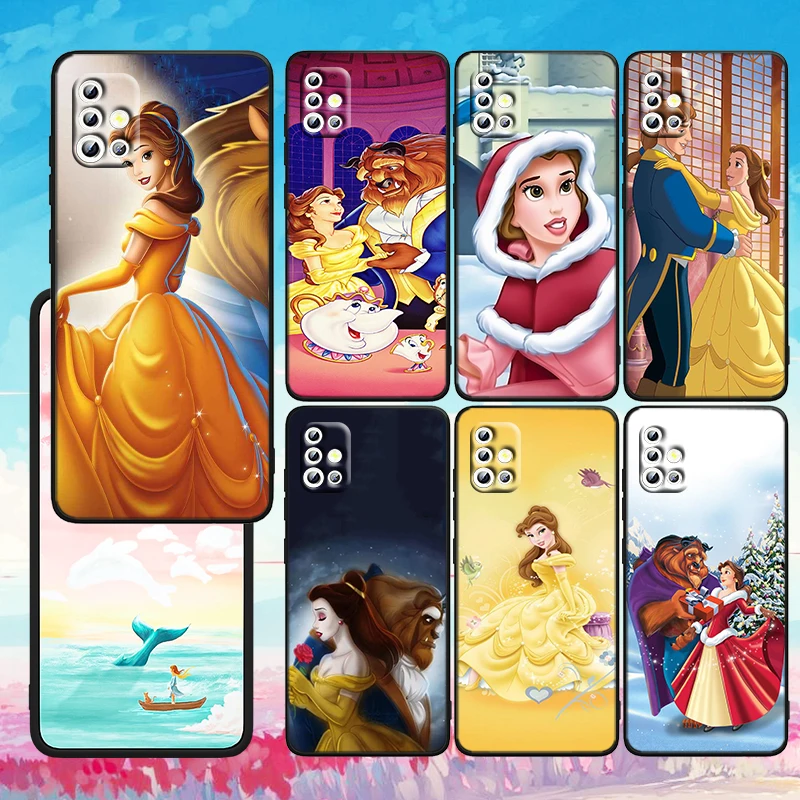 

Black Phone Case For Samsung A73 A72 A71 A54 A53 A52 A51 A42 A33 A32 A23 A22 A21S A13 A04 A03 5G Beauty and the Beast
