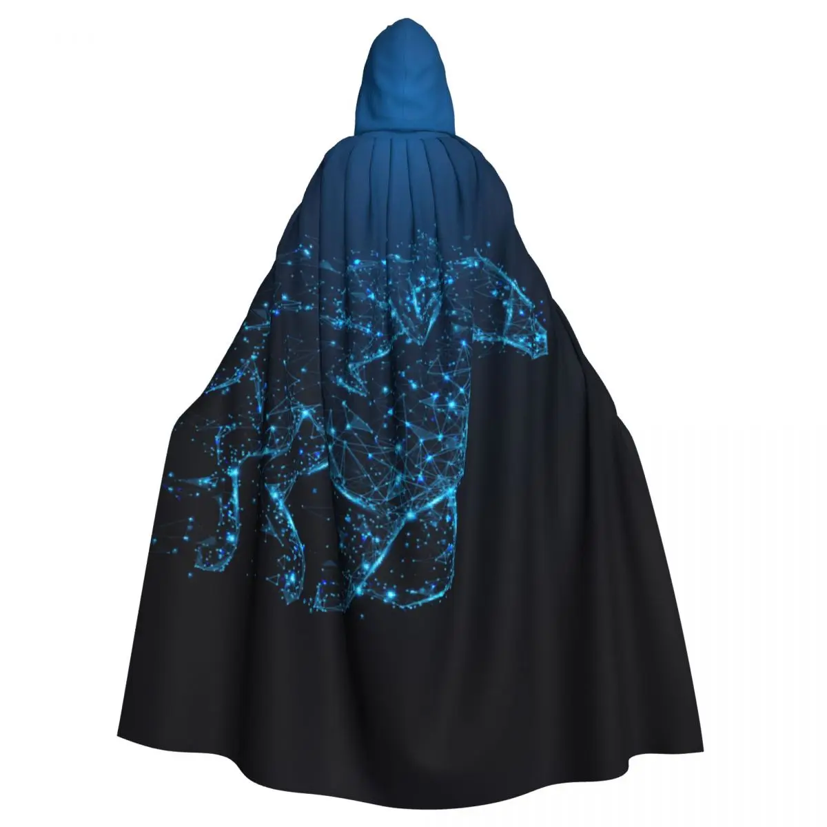 

Man Riding Horse Starlight Hooded Cloak Polyester Unisex Witch Cape Costume Accessory