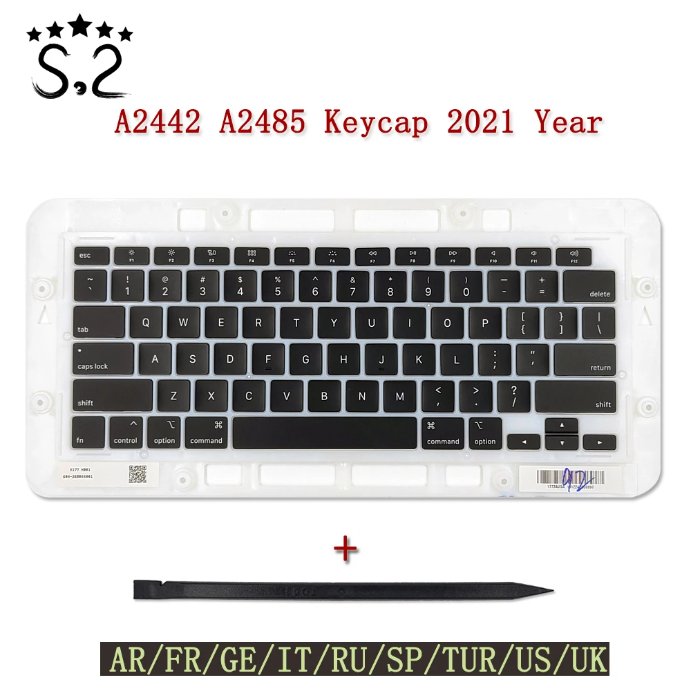 

New A2442 A2482 Keycap For Macbook Pro M1 Pro/Max Retina 14" 16" US UK FR GE IT RU SP TUR Keyboard Keys 2021 Year