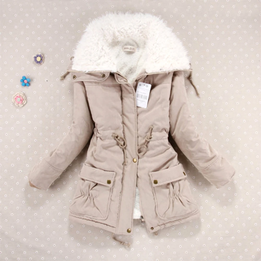 Fashion Spring Autumn Women's Thickened Warm Coat Jacket For Women 2022 Winter Outwear With Waist Tie Slim Coat Female Overcoat