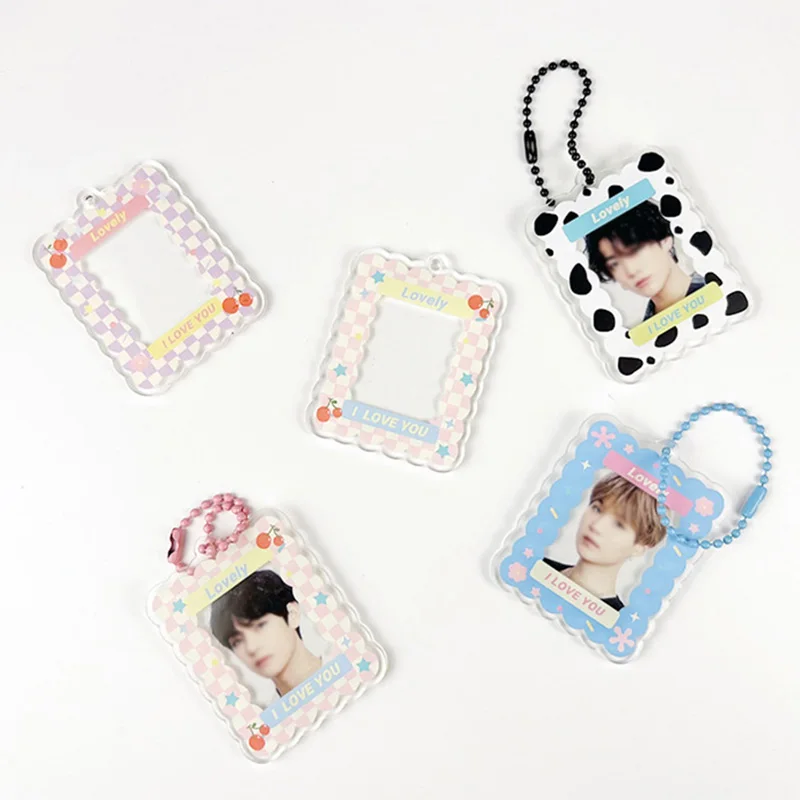 

Photocards Protector Photo Frame Idol Photo Sleeves Keychain Gift School Stationery Transparent DIY INS Bag Pendant With Chain