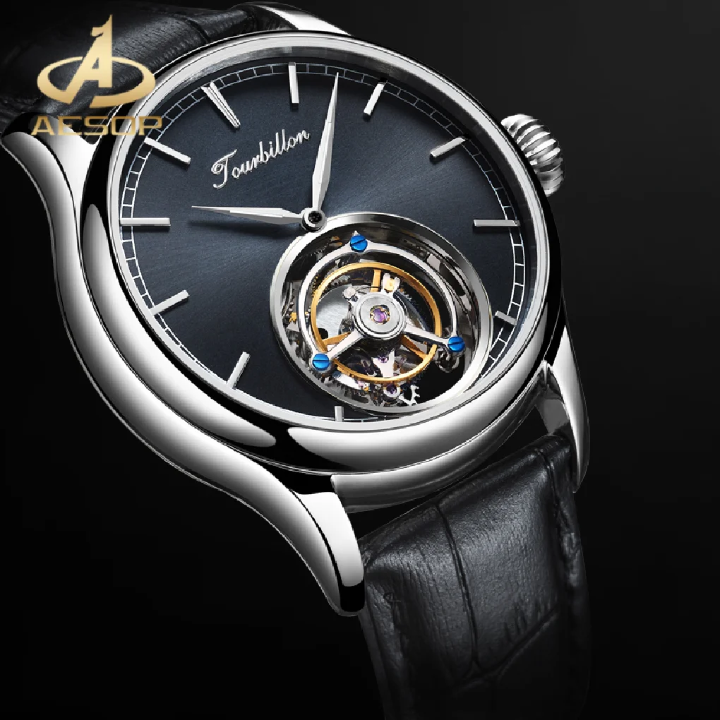 

AESOP Top Brand Sapphire Glass Watch 100%Real Tourbillon Men's Mechanical Watches Waterproof Watch Luxury Business Men Watch