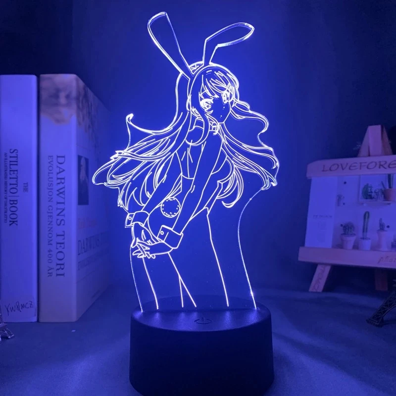 

Anime Waifu Mai Sakurajima Led Night Light for Bedroom Decor Mai Light Gift for Friend Sakurajima Bunny Girl Led Lamp Anime Gift