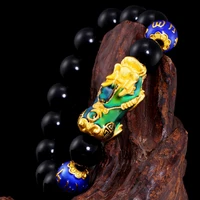 12mm beads pure copper change color pixiu feng shui gift bracelet for man and women handmade good lucky amulet jewellery