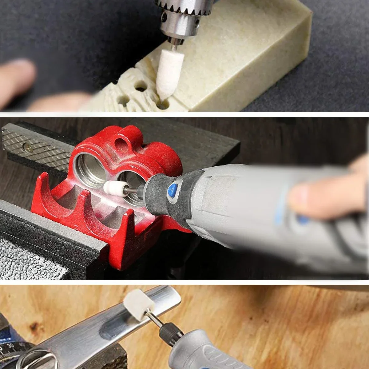 Roda Lustrando Abrasiva Com Fio Algodão Mini Escova Para Broca Lixar Cabeça Feltro Moagem 3 мм Haste Jade 1 шт 5 10 шт.