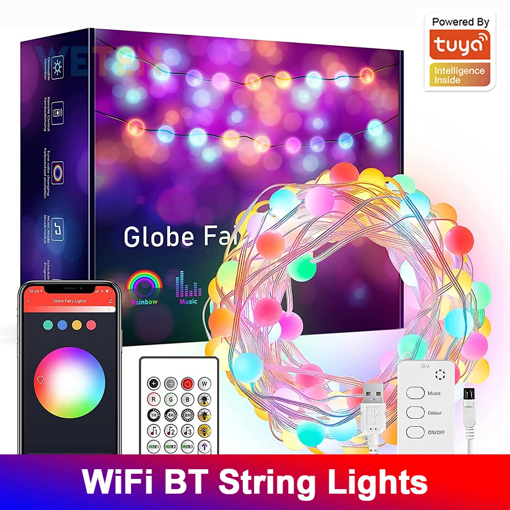 

TuYa WiFi Smart String Light 16Colors Fairy Light LED Waterproof Garland Light Music Sync Christmas Lamp with Alexa Google Home