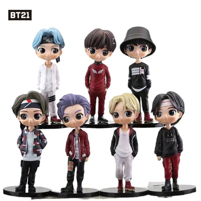 

7 шт. Kpop Bt21 кавайная звезда кукла фигурка украшение аниме периферийная комната настольное мультяшное украшение автомобиль милый Декор девочка друзья подарок