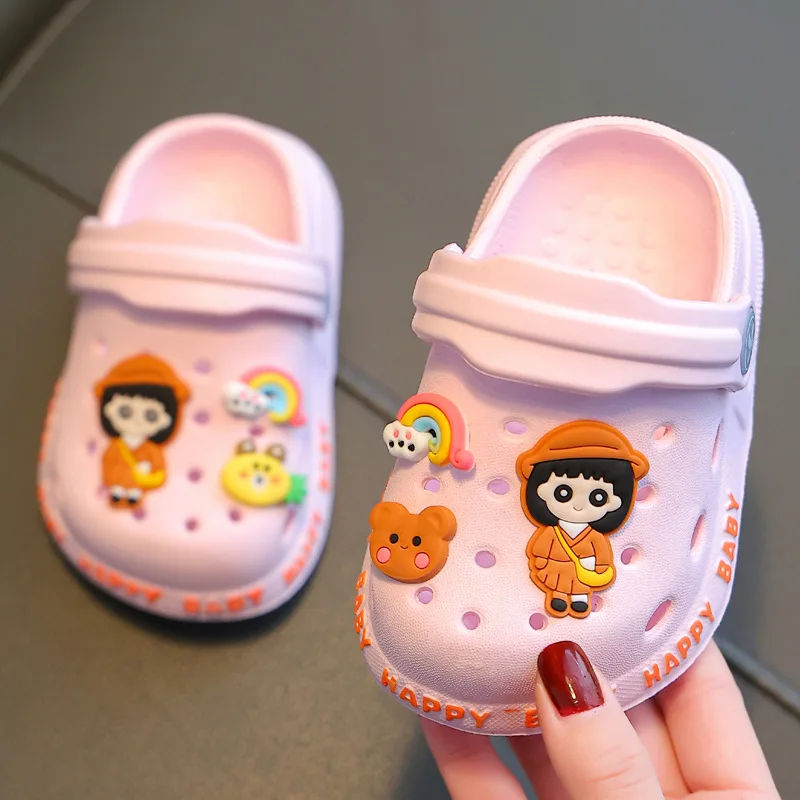 Baby Summer Slippers 2023 New Kids Breathable Hole Shoes Children's Beach Sandals Anti-slip Toddler house Slippers Indoor Slides