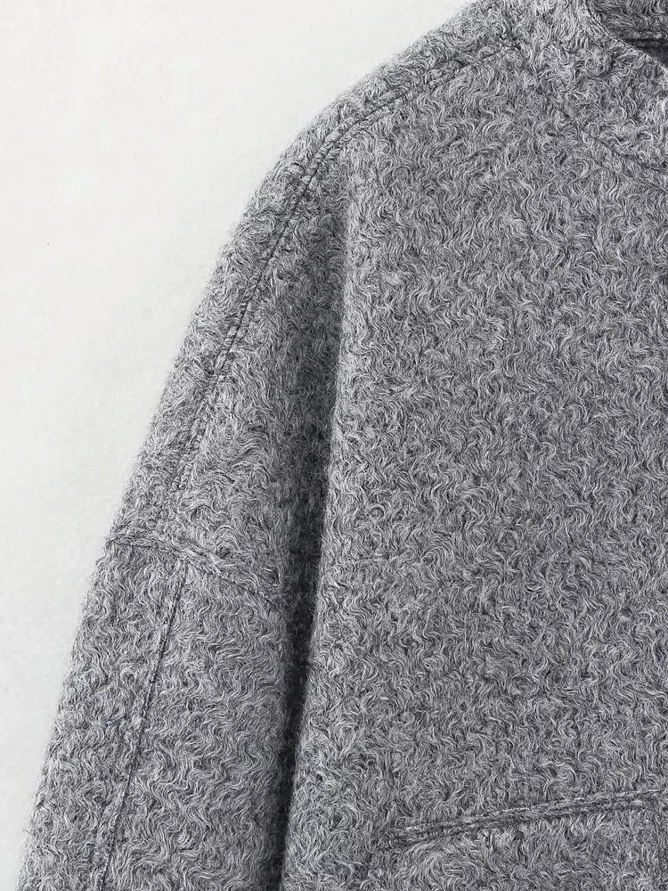 Zbza Женская Теплая Куртка Пилота Со Свободным Воротником-стойкой Двойными