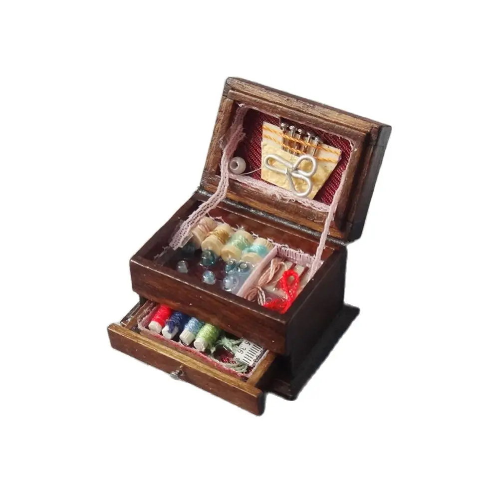 

Miniatures 1/12 Scale Needle and Thread Box For DIY Miniature Living Room Building Kit Decoration Accessories
