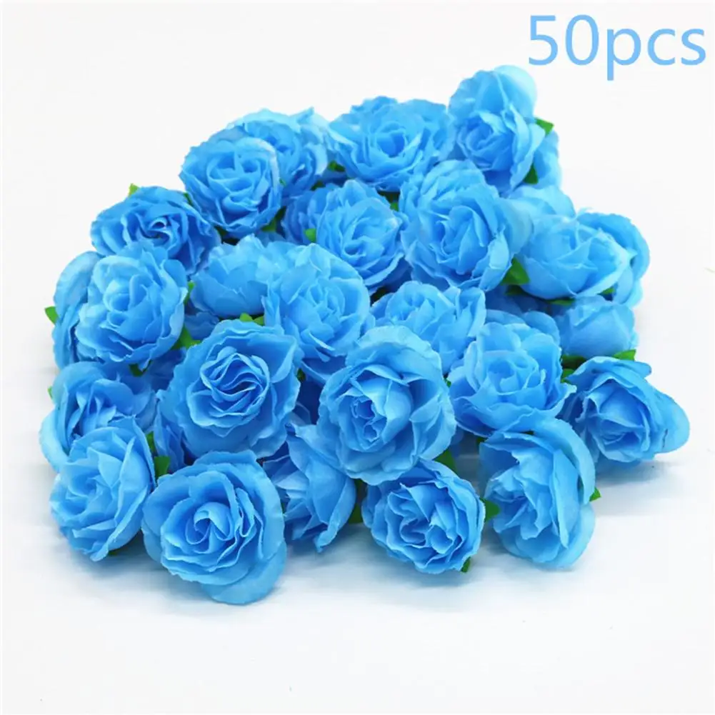 

50pcs Fake Artificial Silk Rose Heads Flower Buds Home Bouquet Wedding Diy Craft