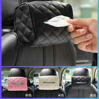 universal pu leather car tissue box cover sun visor chair back hanging type car tissue box armrest box towel tissue storage case