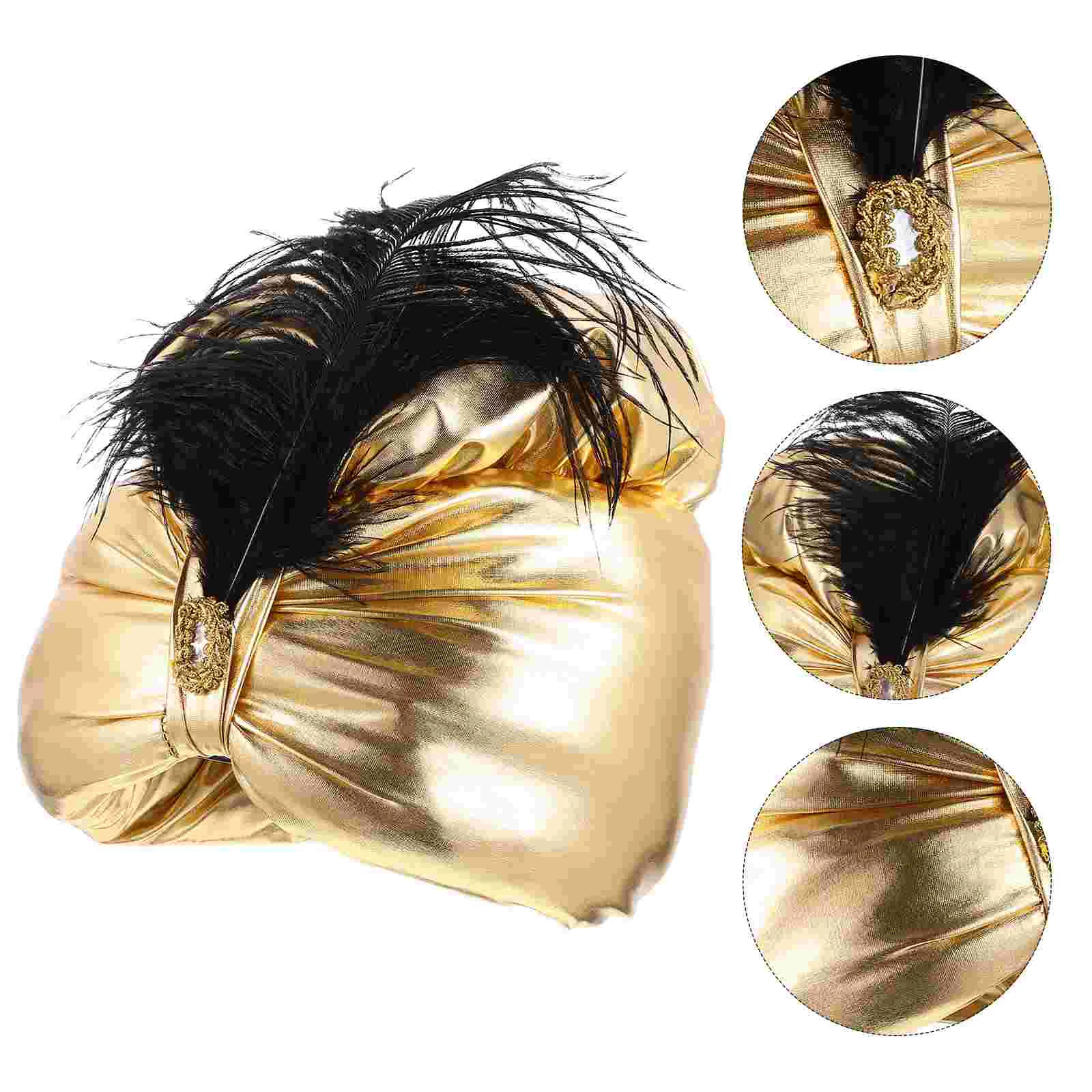 

Arab Prince Hat Cosplay Party Prop Arabian Style Hat Party Accessory (Golden)