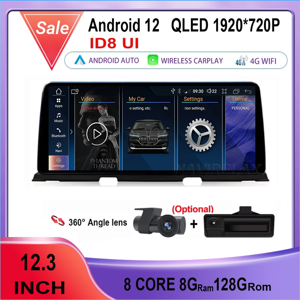 

12.3" QLED Screen Android 12 Car Multimedia Player GPS 4G Wi-Fi Carplay Auto Radio For BMW 6 Series F06 F12 CIC NBT 2010 - 2017