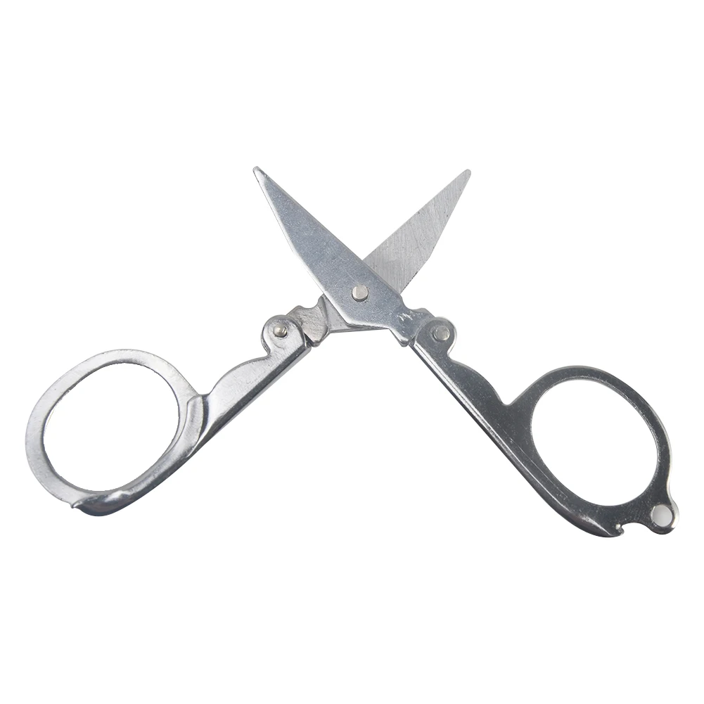 

New Household Titanium Steel Portable Folding Scissors Silver Mini Folding Scissors Travel Scissors