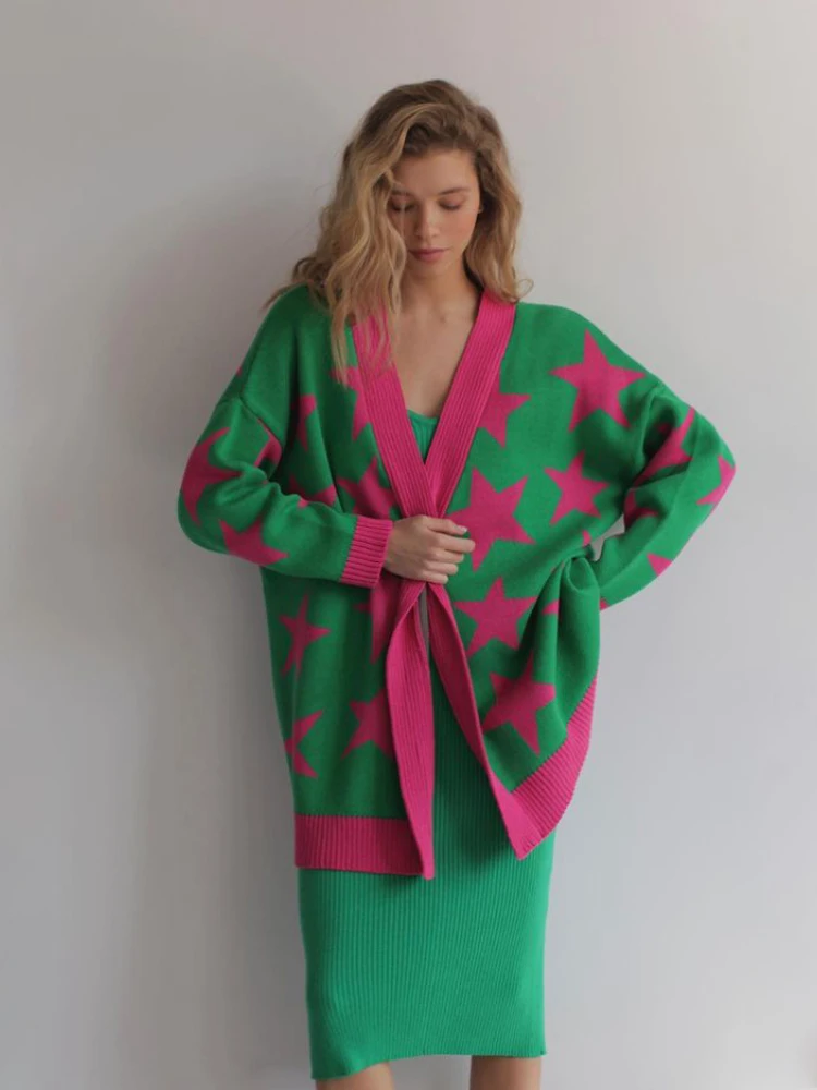 

Elegant Long Sleeve Casual Cardigan Women Autumn Winter Solid Color Button V Neck Sweet Sweater Vintage Loose Long Coat 2022