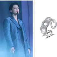 2022 korean wave summer new jung kook jk same style geometry ring chain ins trend kpop accessories womens jewelry gifts