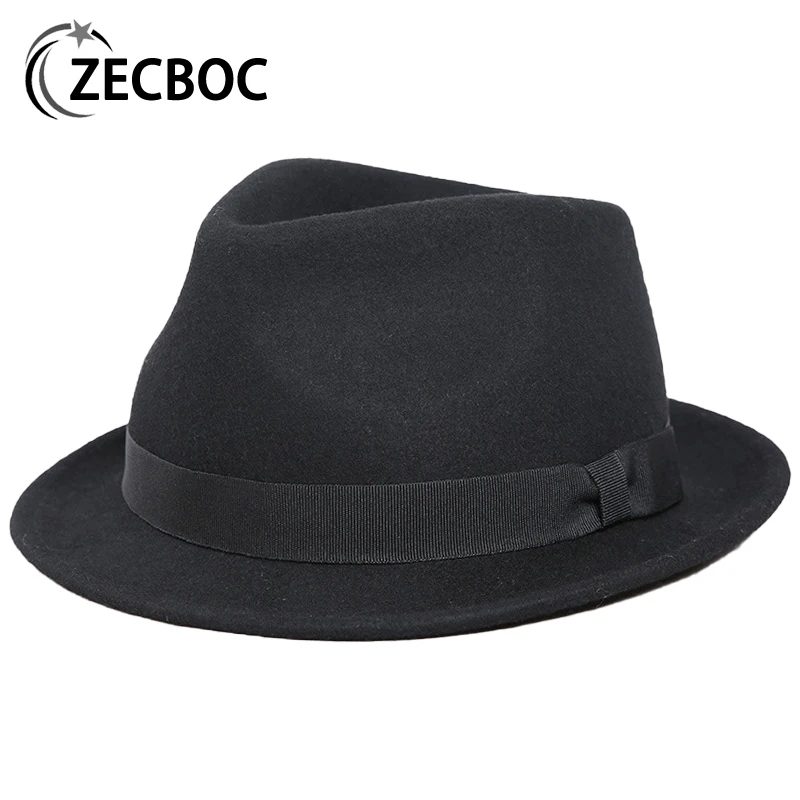 100% Wool Fedora Hat For Men With 