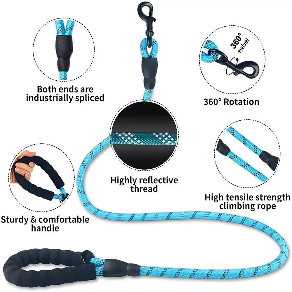 

2022NEW Durable Large Dog Leash Training Running Rope Handle Medium Big Dog Collar Leashes Strong Lead Rope For Labrador Rottw