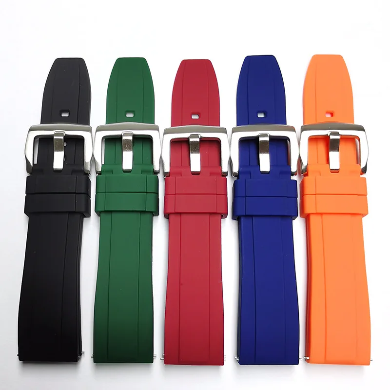 Universal Top-quality Rubber Multicolor 20mm 22mm 24mm sports diving waterproof quick detachable watch strap accessories
