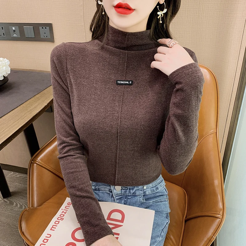 Бархатная блузка Осень-зима плотная теплая женская футболка корейский стиль