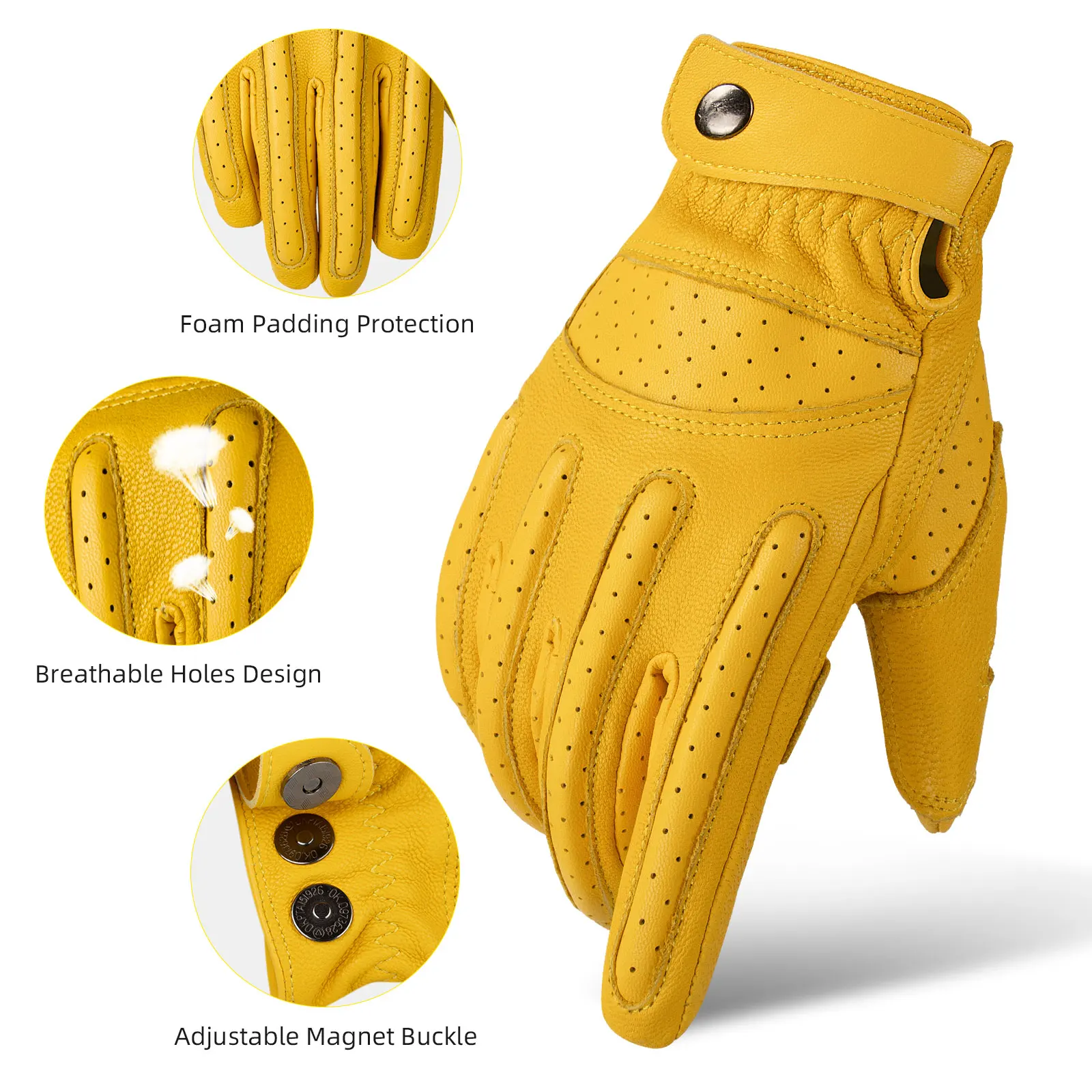 OZERO Mens Touch Screen Gloves Leather Motorcycle Glove Outdoor sport Full Finger Cycling Mountain Bicycle Guantes Moto Gloves