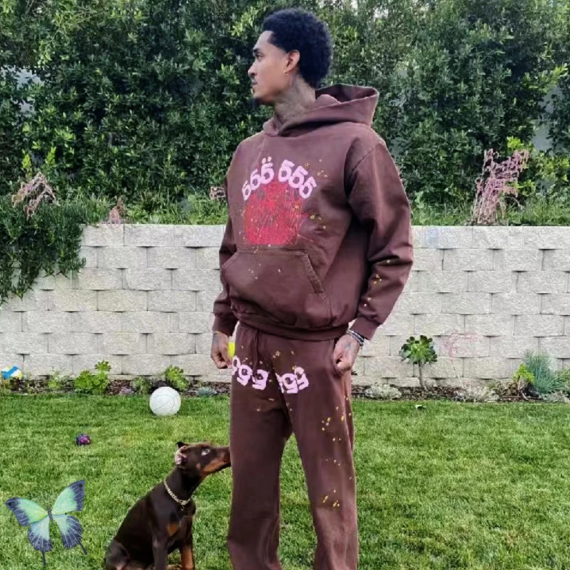 Спортивные штаны с принтом из пены 555555 мужские и женские на шнурке джоггеры