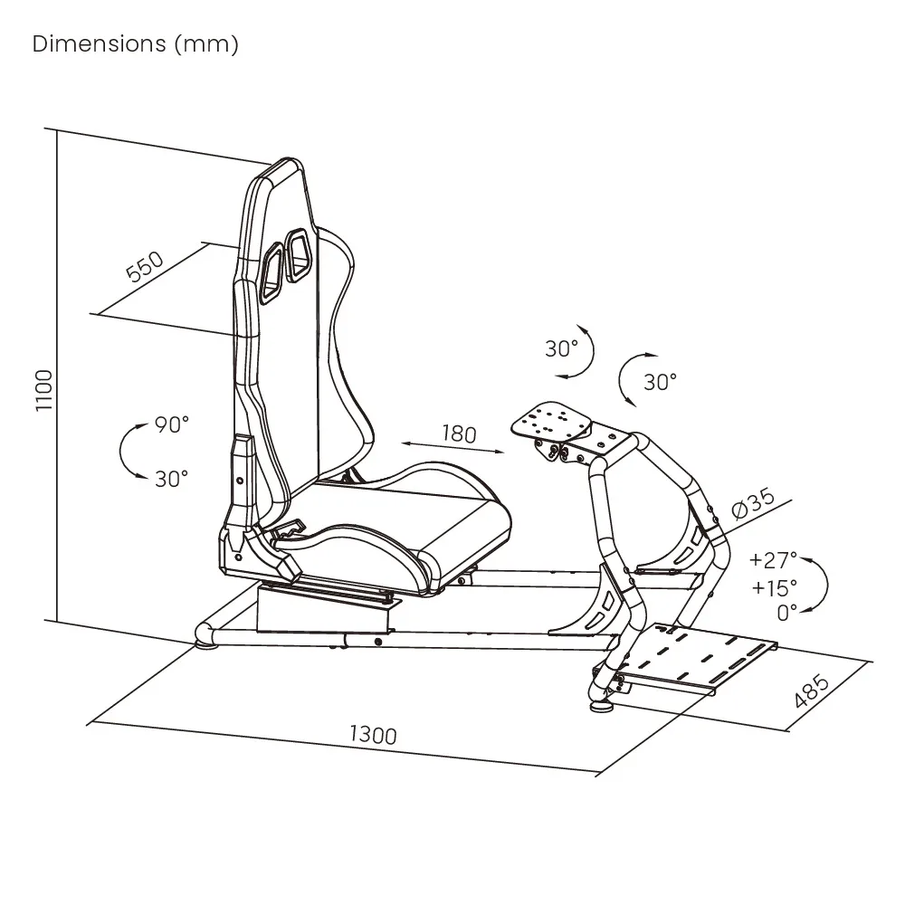 Игровое кресло-симулятор LRS03-BS Classic Simulator Cockpit Racing Seat от производителя Sim Rig с подставкой для педалей и руля, совместимое с Fanatec. (art.: 3920da4a40964) - 3920da4a40964