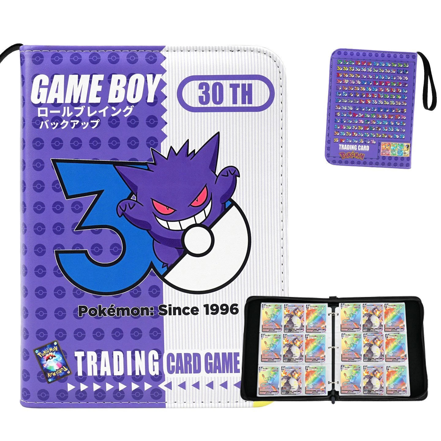 Альбом для карт Pokemon Gengar, издание к 30-летию, на молнии, на 400900 карточек, с большими карманами, для хранения, подарок (art.: 3920dbd405ad5) - 3920dbd405ad5